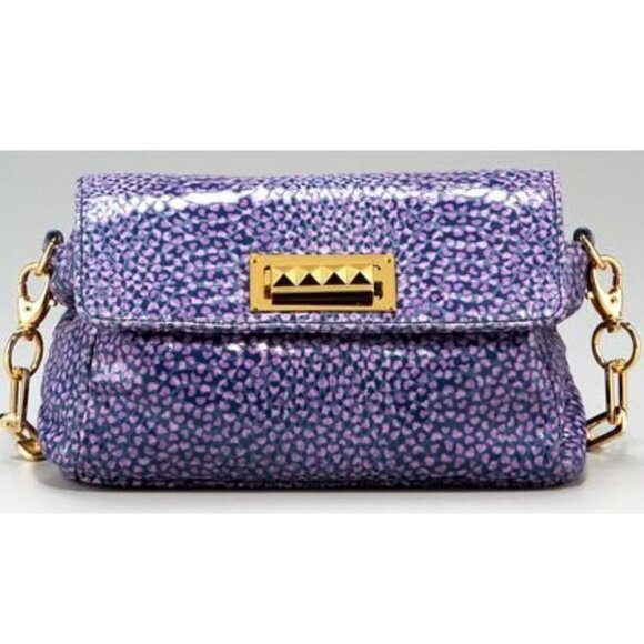 Tory Burch Heidi Pigskin Leopard Heart Crossbody Bag Purple NWT - Picture 1 of 9